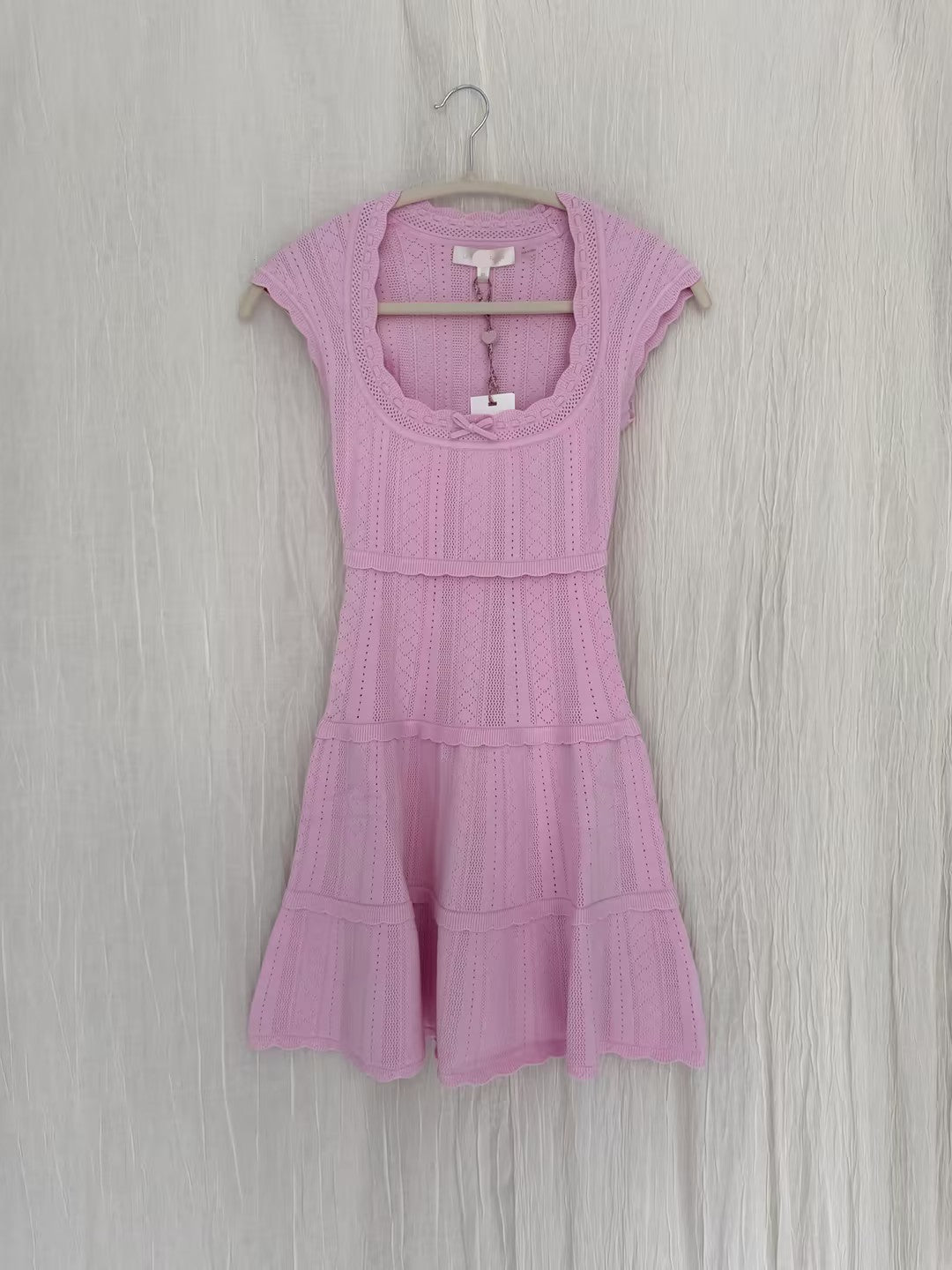 Laighton Pointelle Mini Dress - Candy Floss Pink