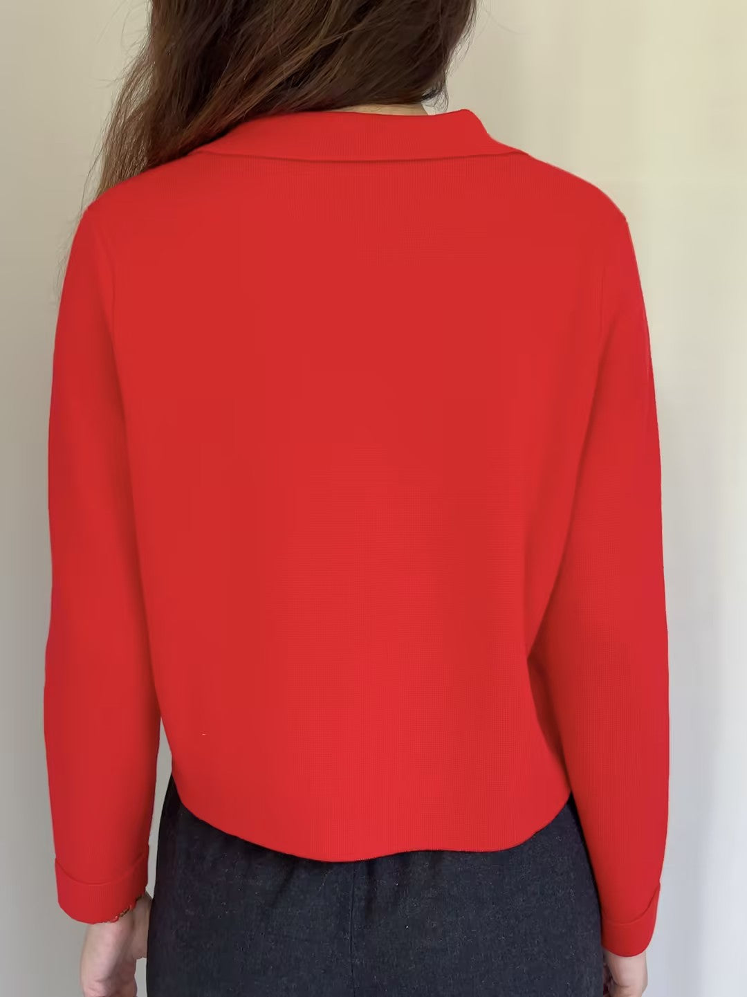 Betty Merino Wool Cardigan - Coral Red