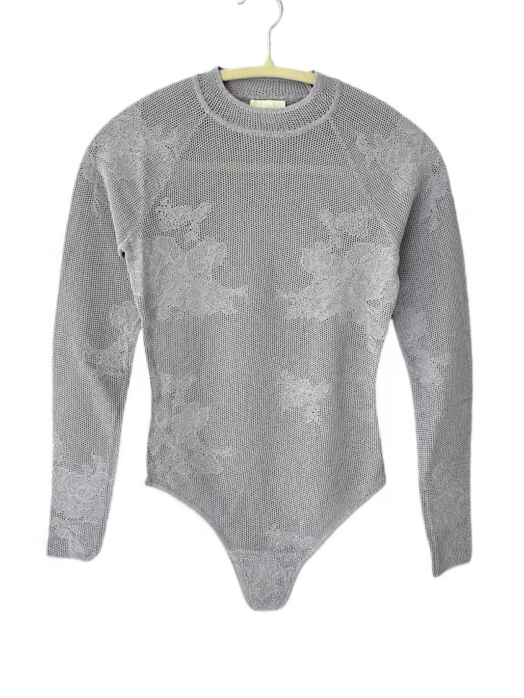 FdM Lace Pointelle Long Sleeve Bodysuit - Smoked Lavender