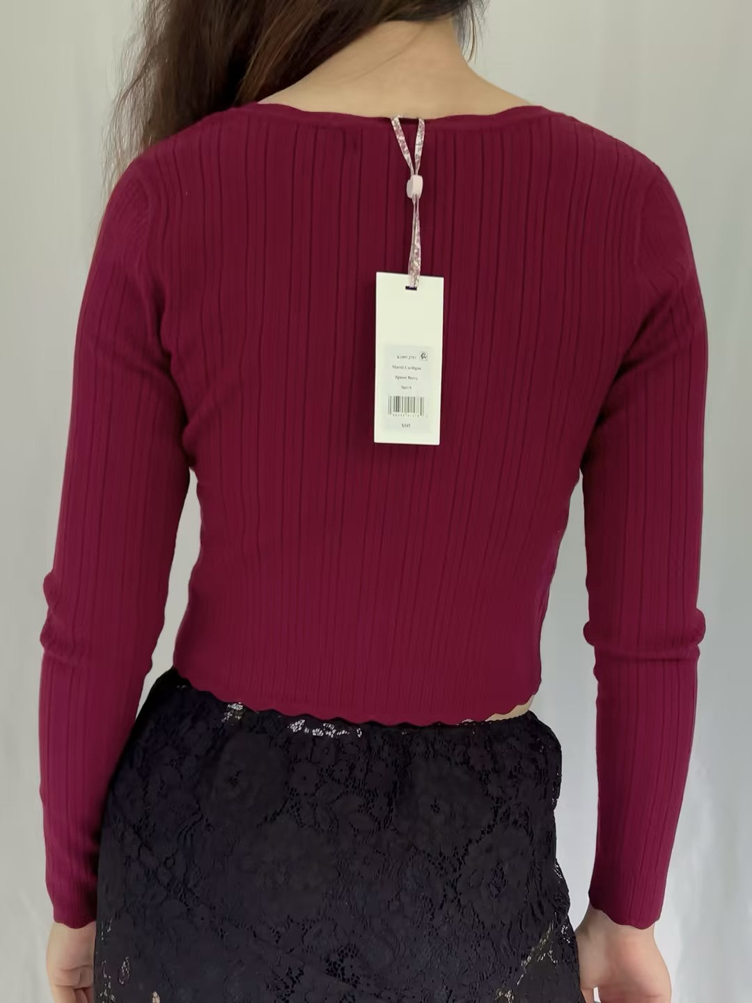 LSF Martti Stretch Pointelle Cardigan - Spiced Berry