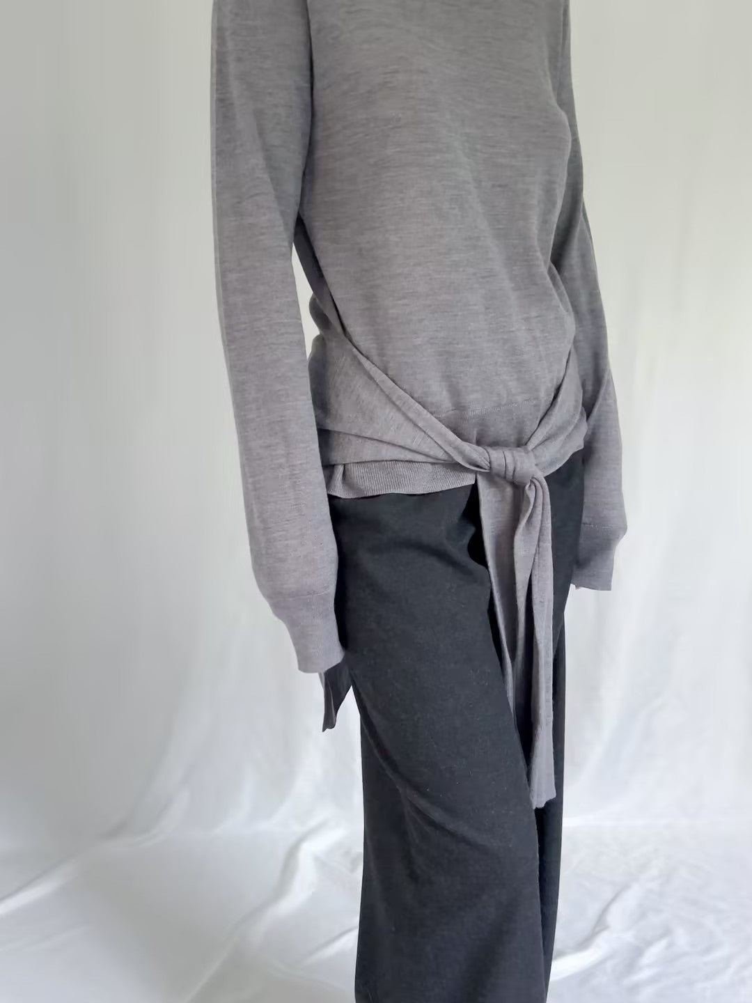 Double-Sleeve Turtleneck Sweater - Mid Grey in S