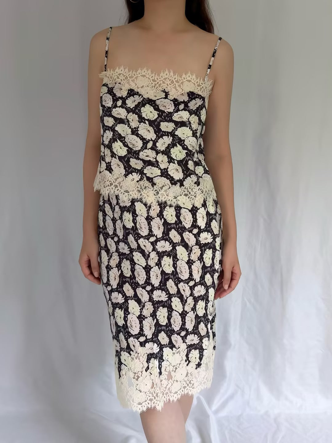 Elowette Skirt - Noir Fleurs Danemone