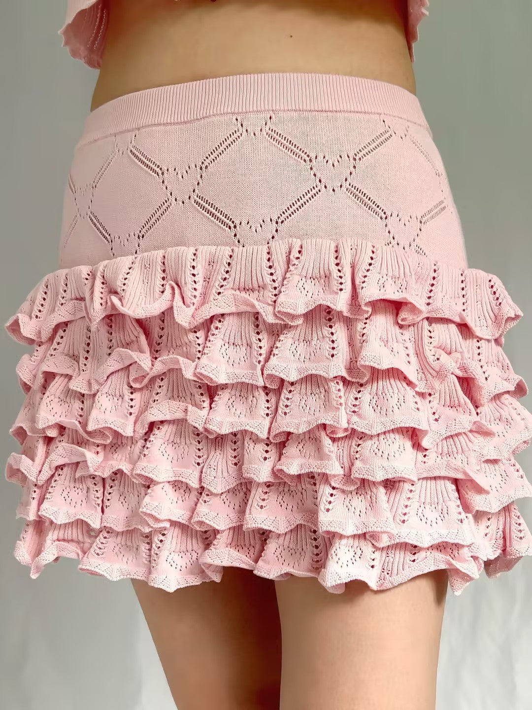LSF Kalliope Knit Heart Argyle Skirt - Velour Pink