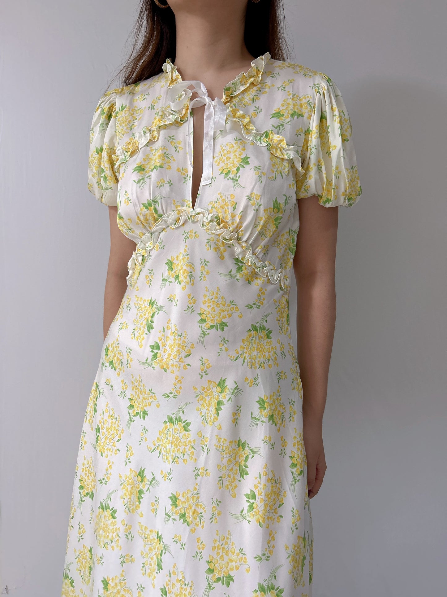 Orianna Silk Dress in Salt May Bell Floral