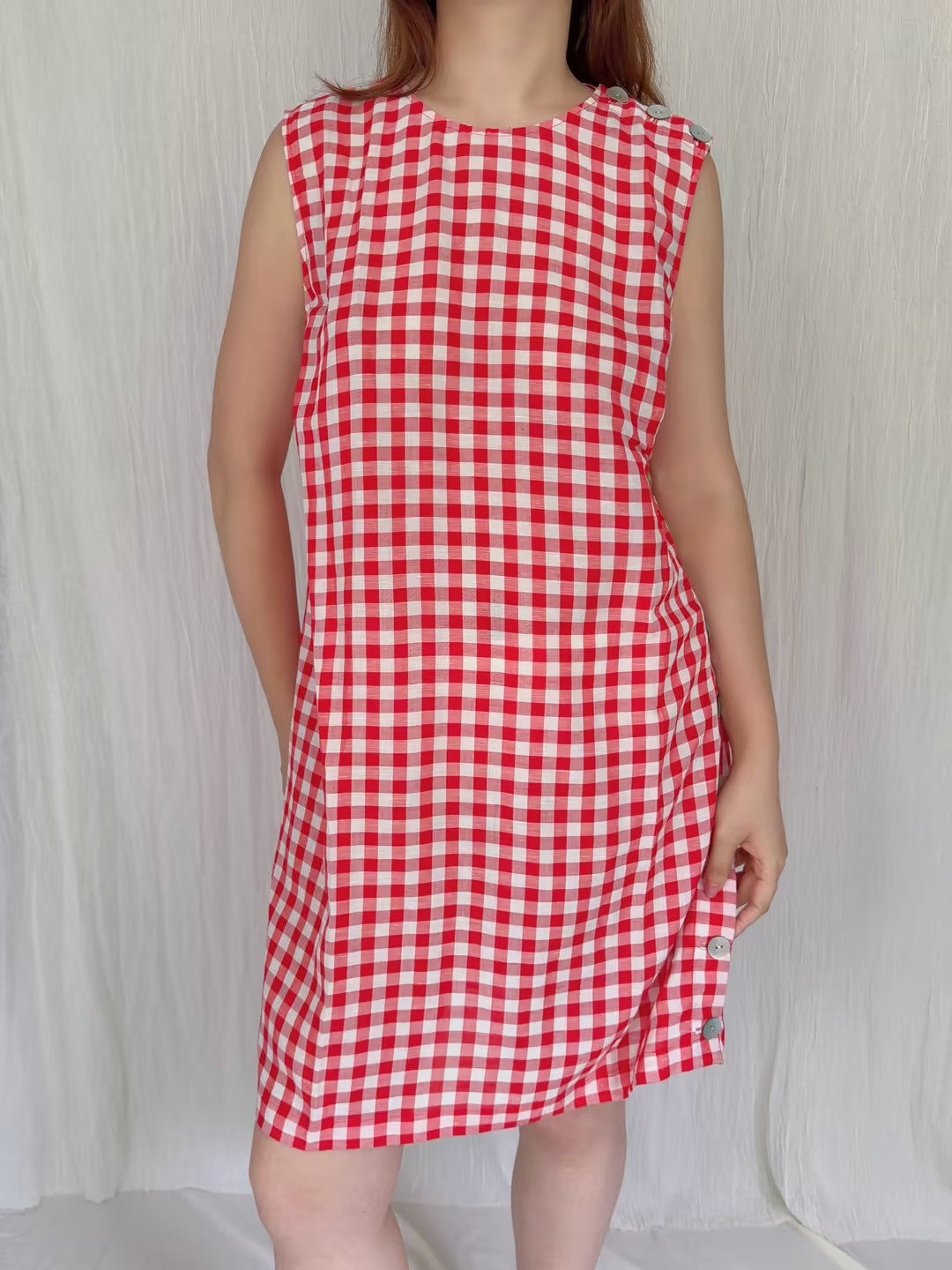 Coralie Dress - Scarlet Marilyn Gingham in US14