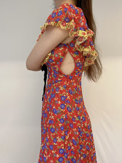 Audette Silk Dress in Dayflower Meadow [Last Stock]