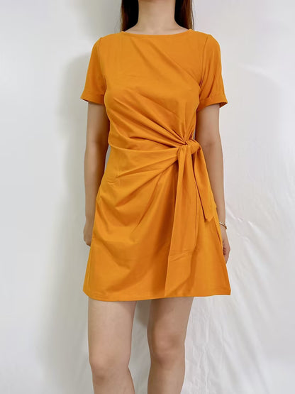 Pippa Short Cotton Dress in Saffron