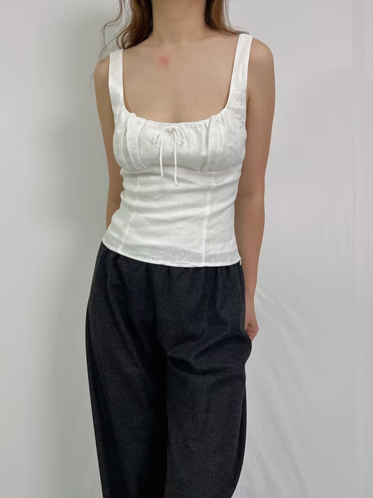 Balia Linen Top in White