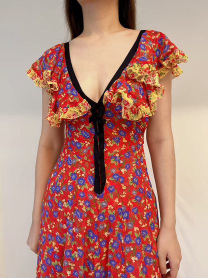 Audette Silk Dress in Dayflower Meadow [Last Stock]