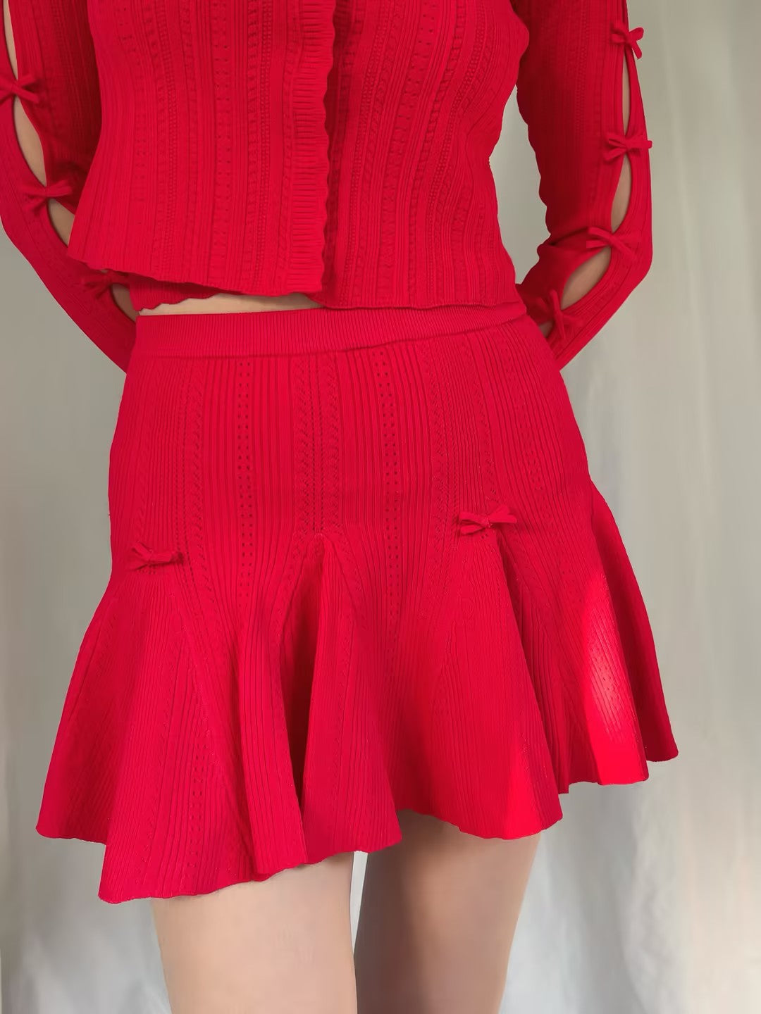 LSF Meryl Pointelle Mini Skirt - Candy Apple