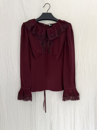 Aimme Silk Blouse - Maroon in S