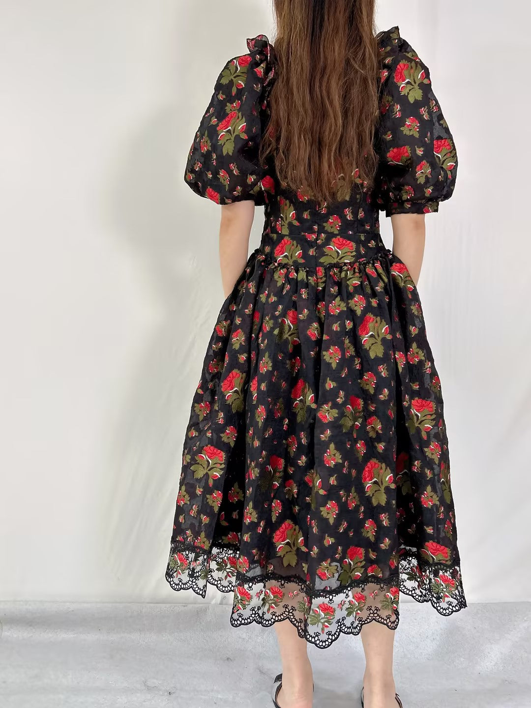 SR Silk-Blend Jacquard Floral Midi Dress