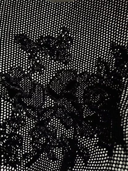 FdM Lace Pointelle Tee - Black in XS