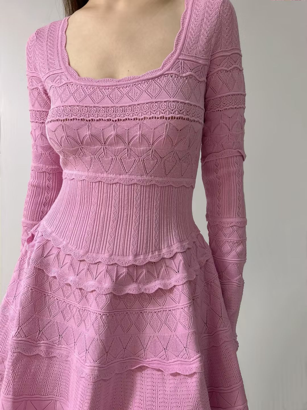 LSF Lavender Pointelle Knit Mini Dress in Rose Clay