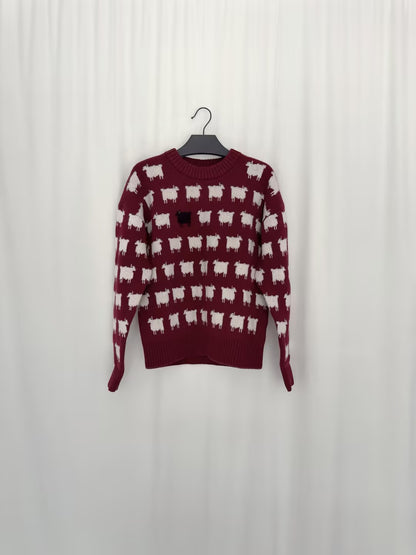 Women's Wool Sheep Sweater - Burgundy