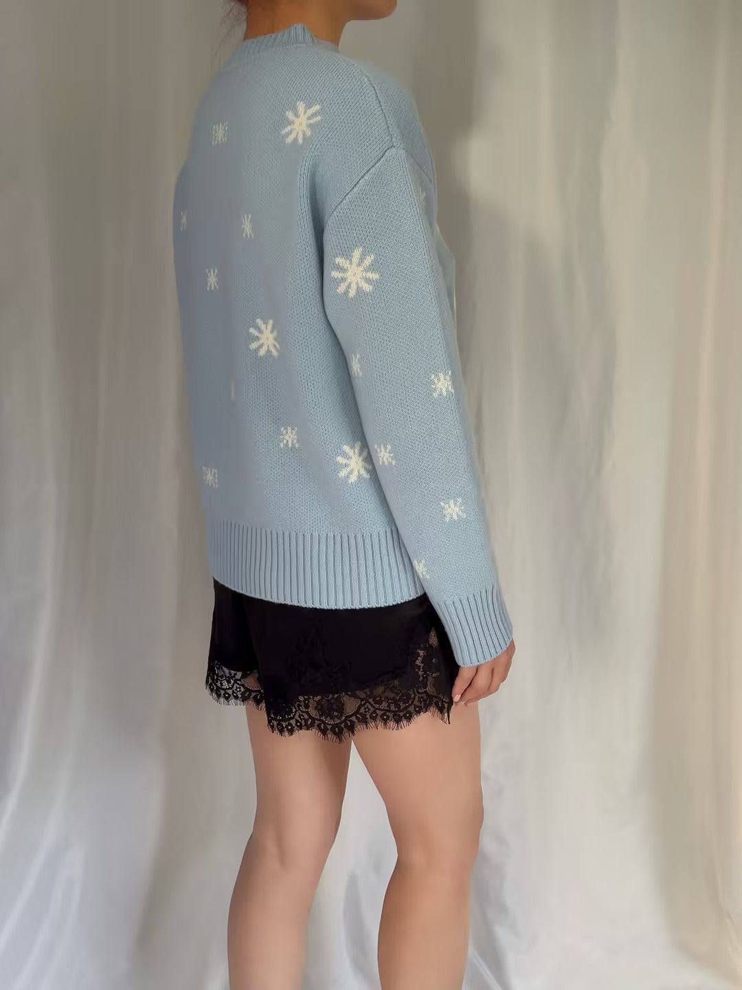 LSF Francie Wool Jacquard Pullover - Snowflake Blue