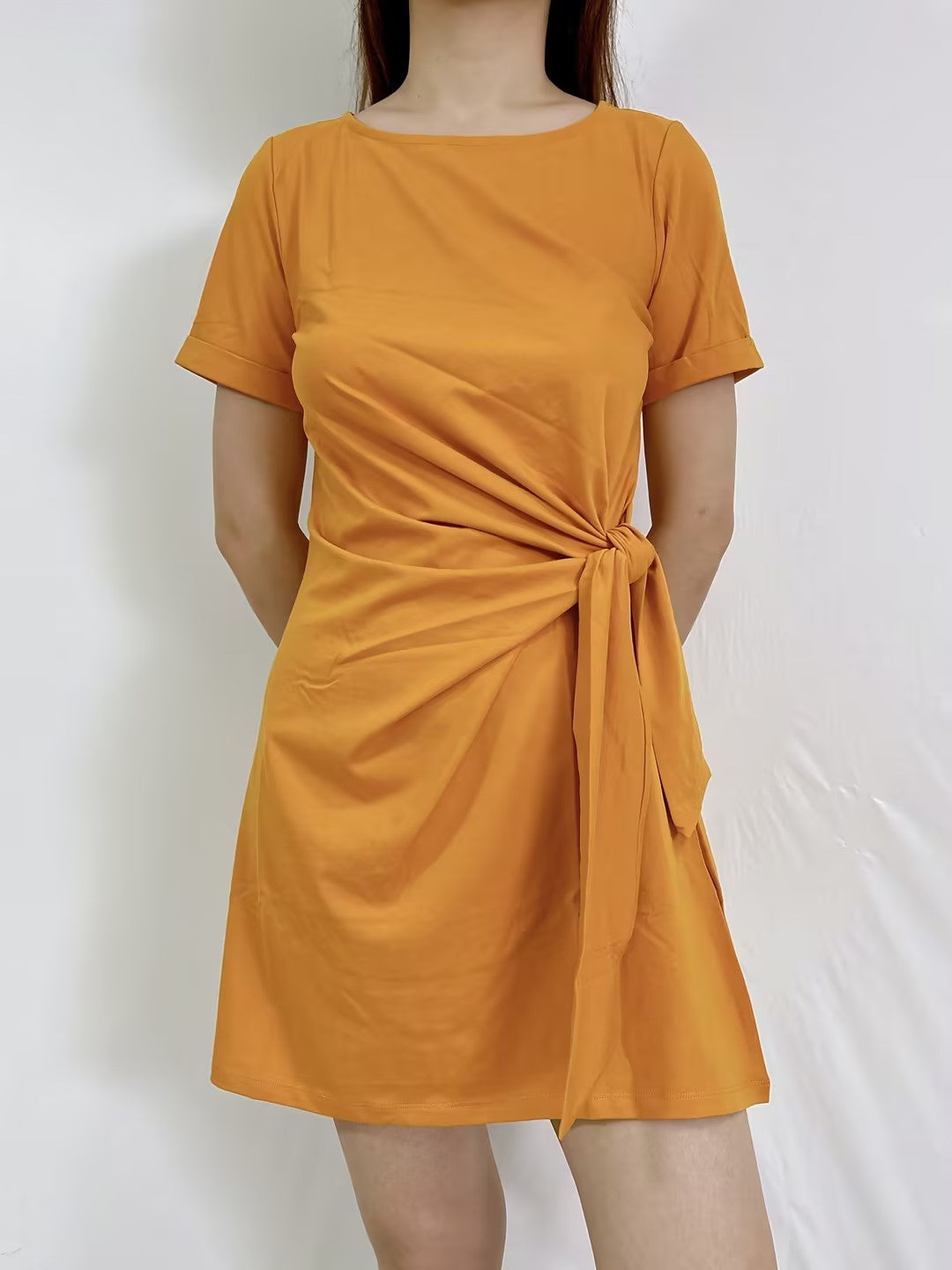 Pippa Short Cotton Dress in Saffron