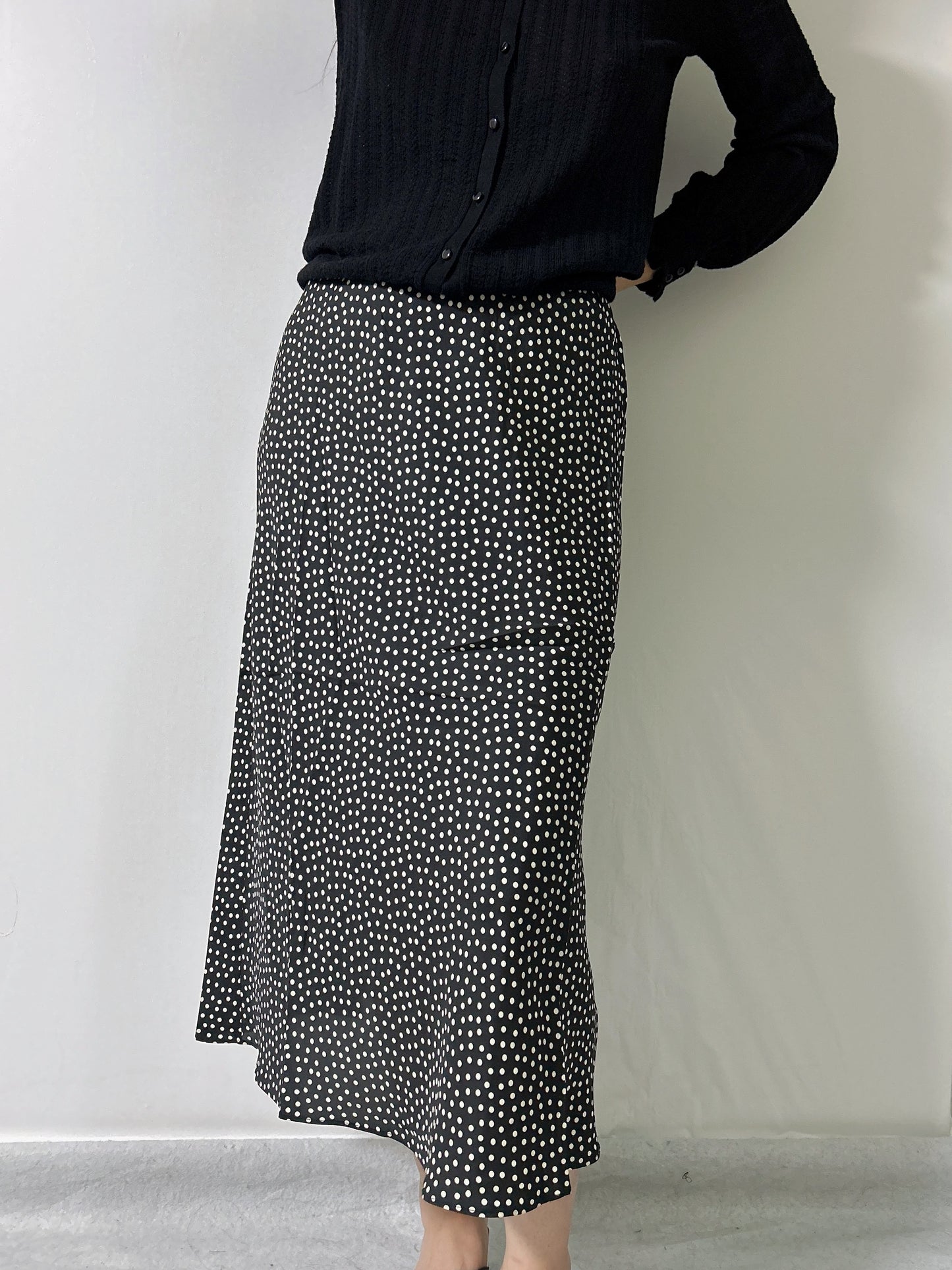 Elowena Silk Long Skirt in Camille Dot