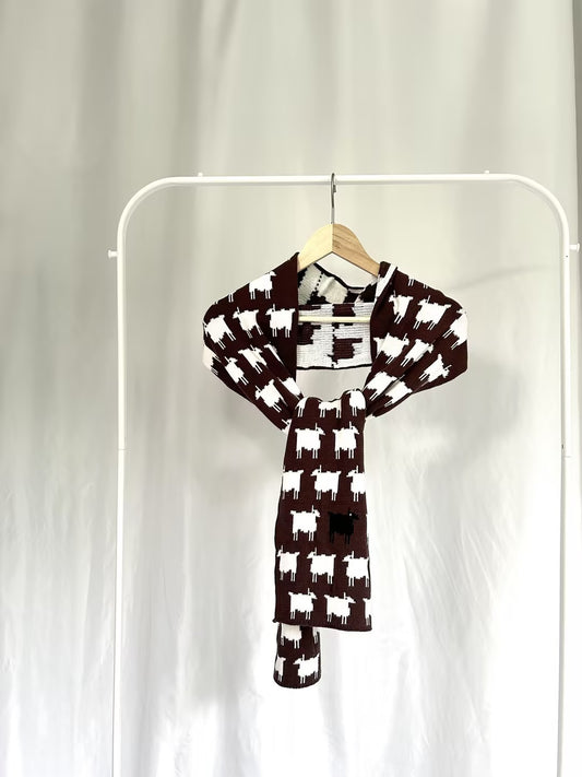 WW Cotton Sheep Scarf - Brown