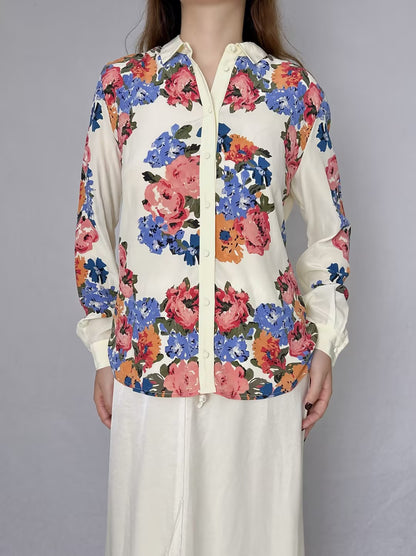 Anouk Floral Silk Blouse [size 38 sample sale]