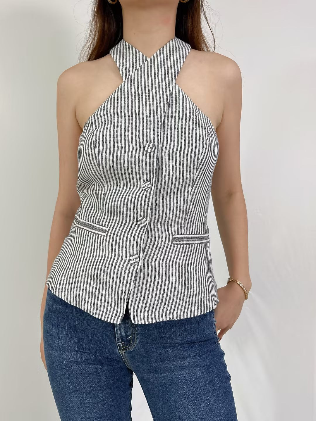 Tate Linen Halter Tank Top