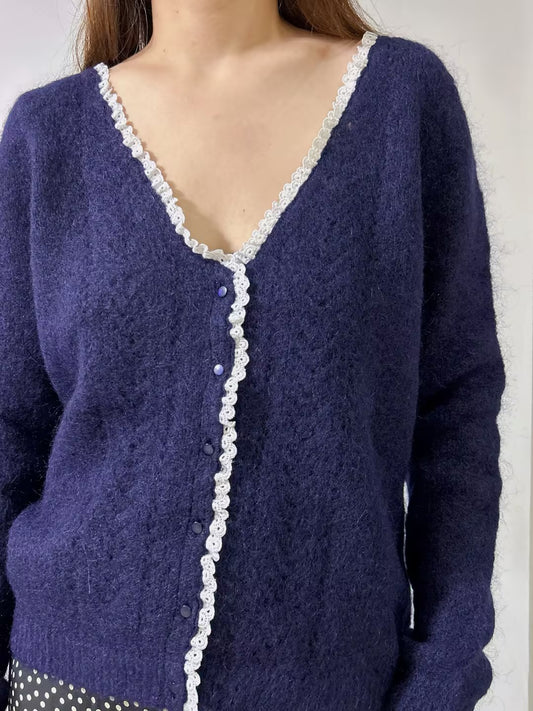 Maryam Mohair Cardigan - Navy in L