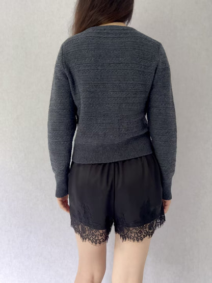 ab Mottled Grey Wool Cardigan