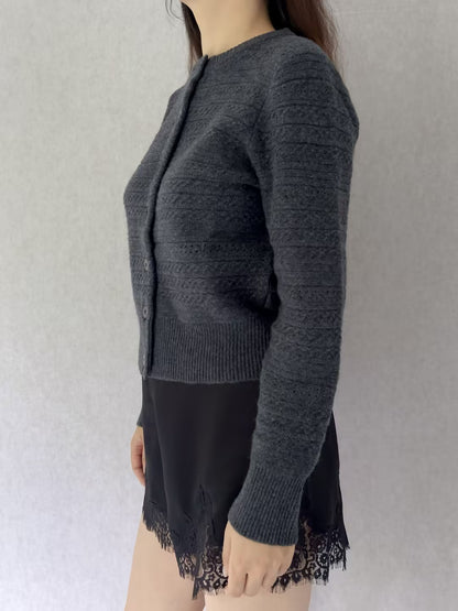ab Mottled Grey Wool Cardigan