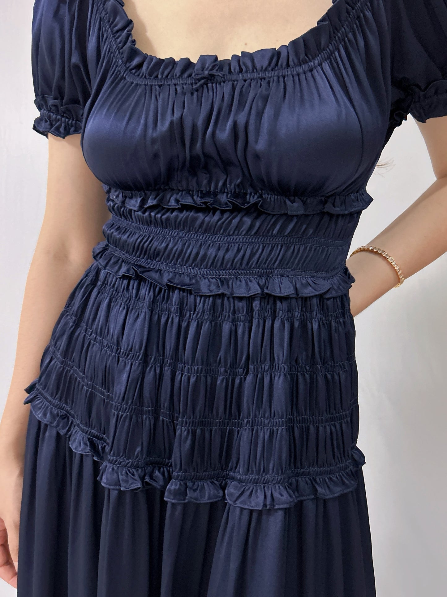 Leanne Silk Maxi Dress in Navy