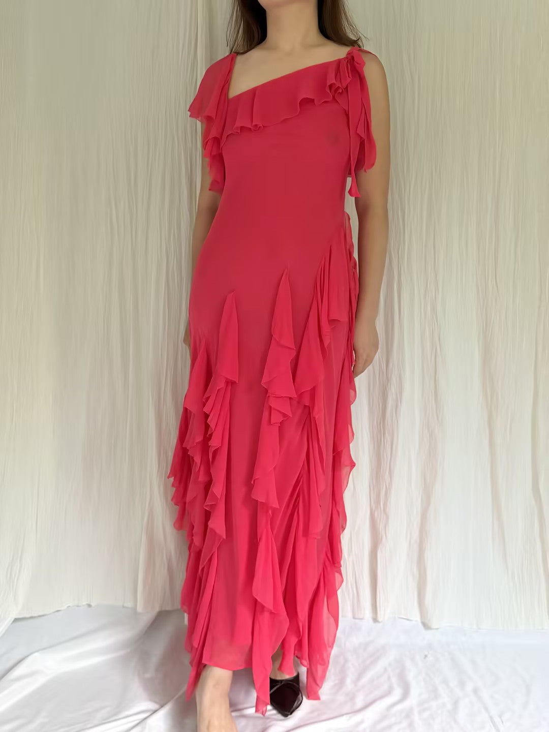 Robe mi-longue en dentelle Sohana en jaune jonquille