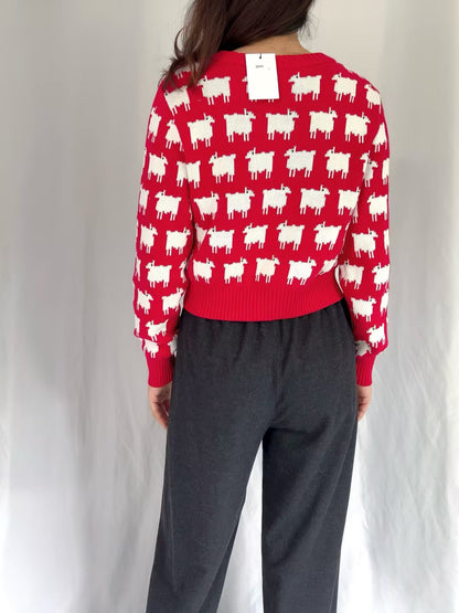 WW Cotton Cropped Sheep Cardigan (contact for other sizes)
