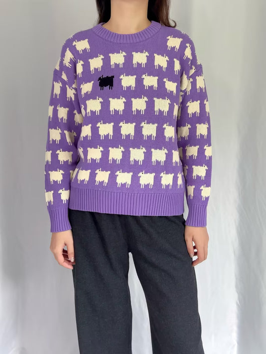 WW Fitted Cotton Sheep Sweater - Lavender (contact for other sizes)