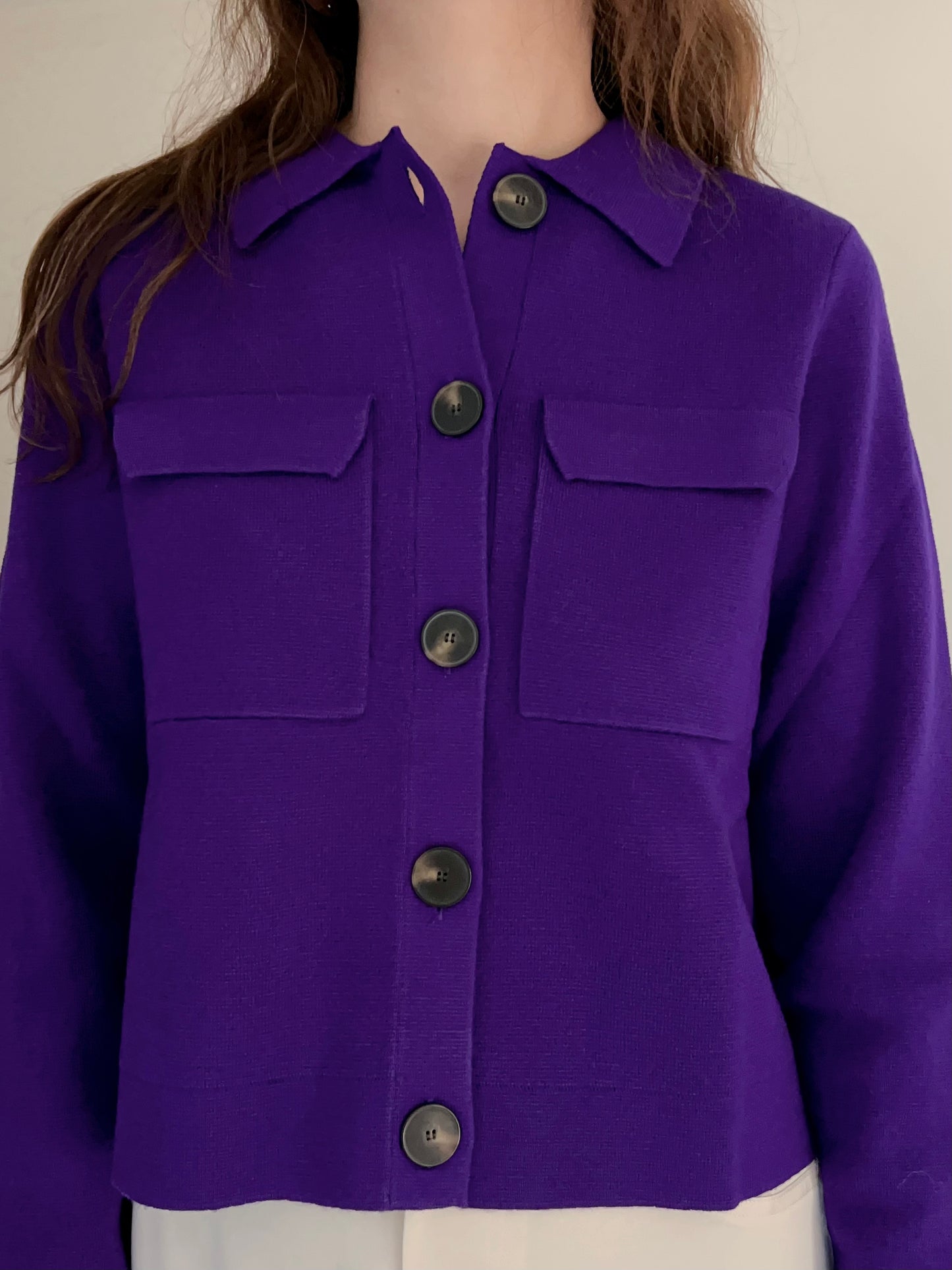 Betty Merino Wool Cardigan in Ultra Violet