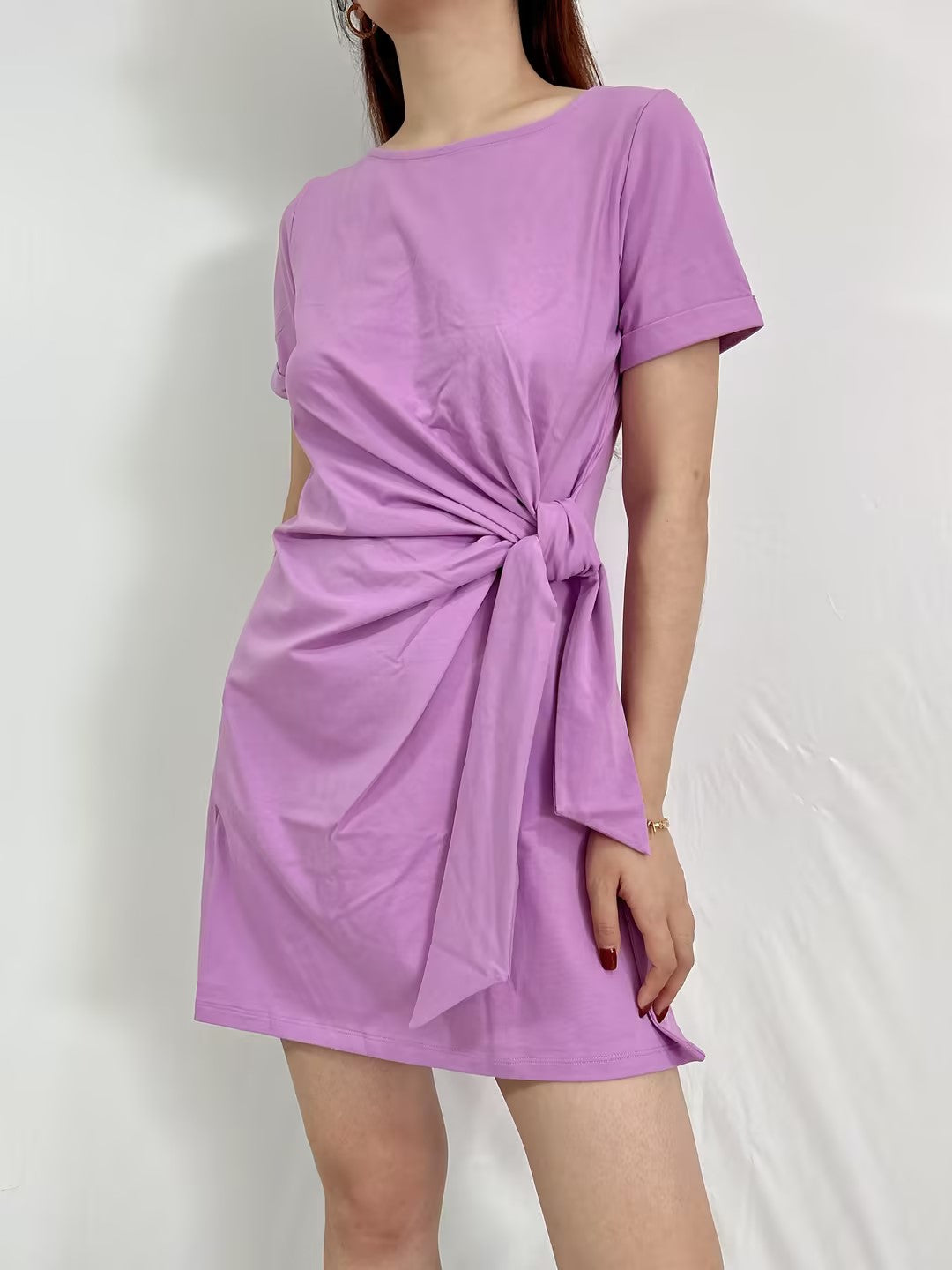 Pippa Short Cotton Dress in Mauve