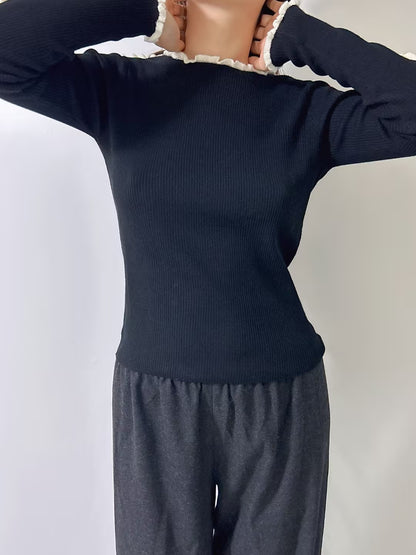 Black Wool Ribbed Rigolo Jumper