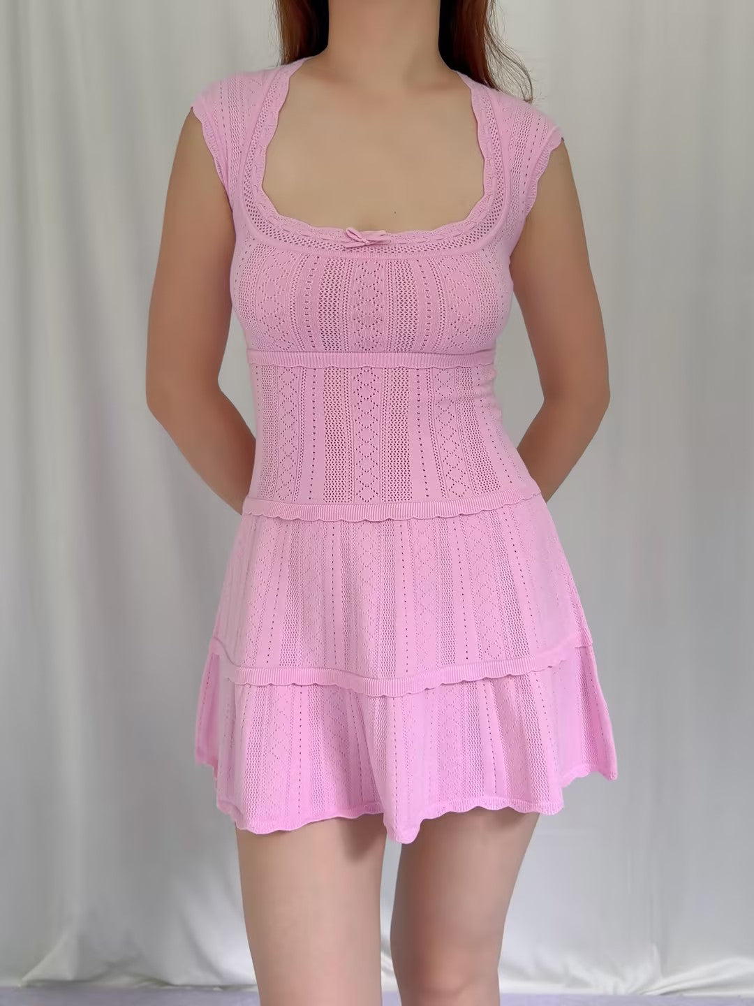 Laighton Pointelle Mini Dress - Candy Floss Pink