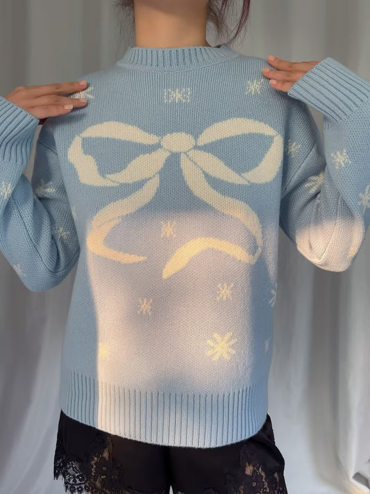 LSF Francie Wool Jacquard Pullover - Snowflake Blue