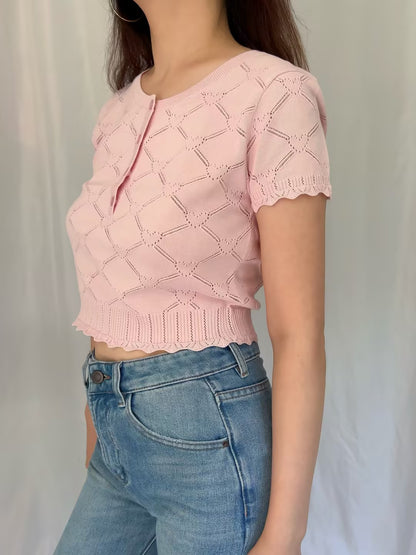 LSF Lilifred Knit Heart Argyle Top - Velour Pink