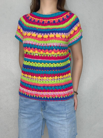 Handmade Multicolored Crochet Jumper [size F sample sale]