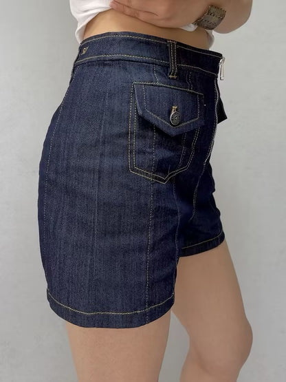 Short zippé en jean Etta