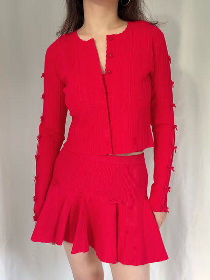 LSF Zoriah Pointelle Cardigan - Candy Apple