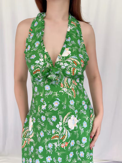 Mararin Mini Dress - Emerald Hollyhock Hills