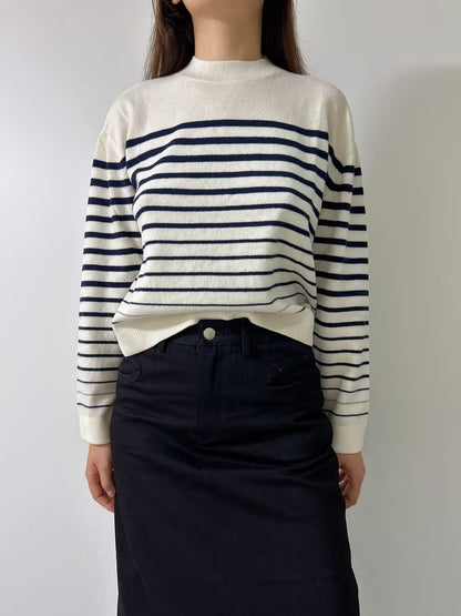 Wool Crewneck Sweater With Stripe Motif FW24