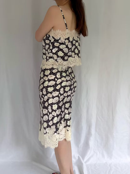 Loure Top - Noir Fleurs Danemone