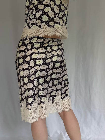 Elowette Skirt - Noir Fleurs Danemone