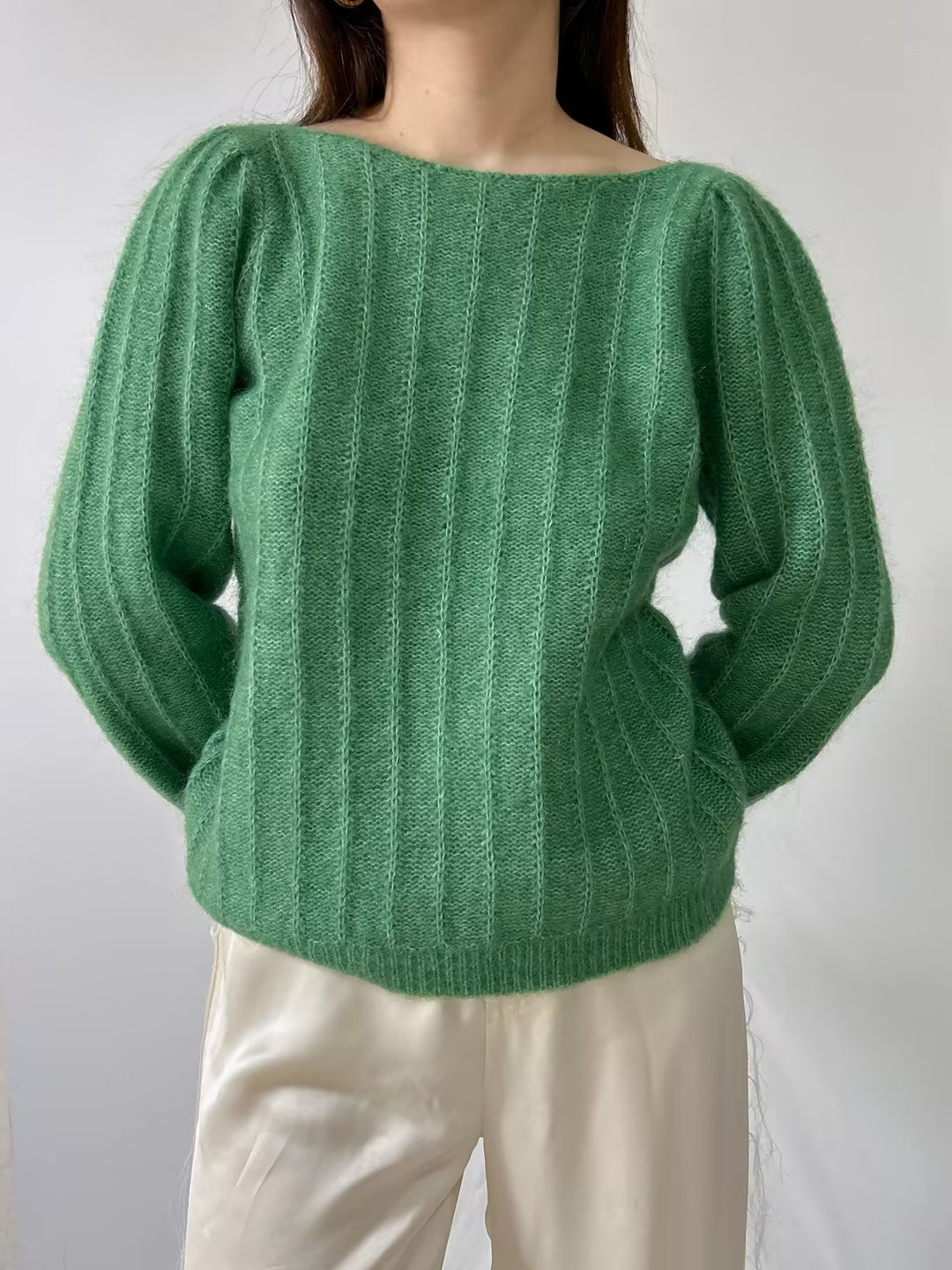 Aretha Mohair Jumper in Lime Green