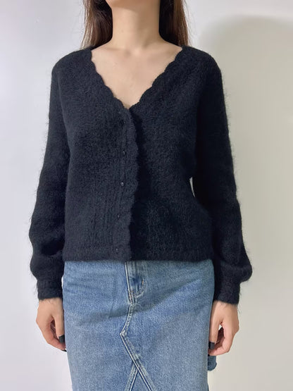 Angelie Mohair Cardigan - Black in S/L