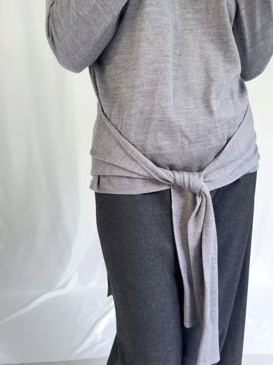 Double-Sleeve Turtleneck Sweater - Mid Grey in S