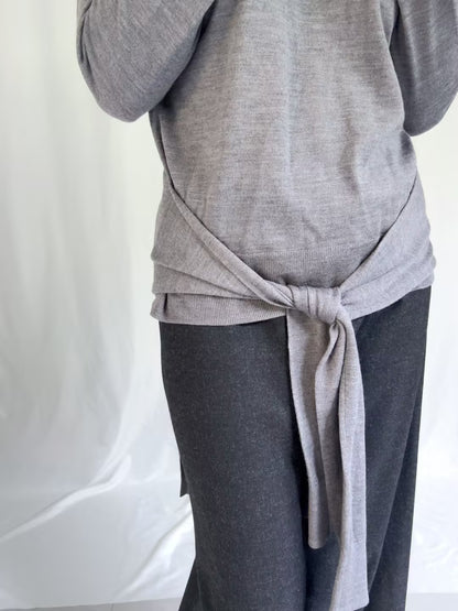 Double-Sleeve Turtleneck Sweater - Mid Grey in S