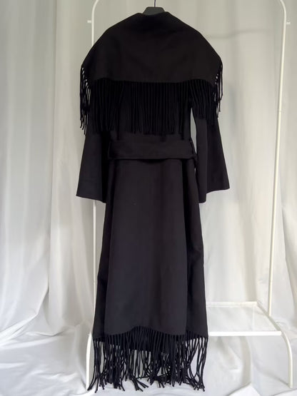 BMB Maysha Fringe Coat - Black in EU36